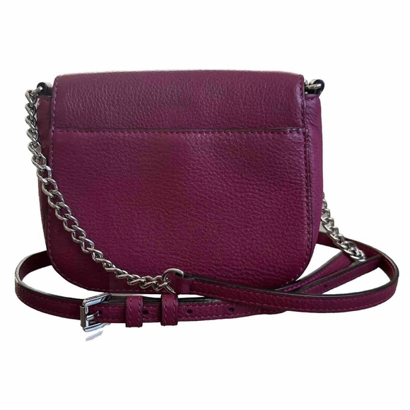 MICHAEL KORS Fulton Raspberry Magenta Leather Small Crossbody Bag Pink Purse - Picture 2 of 6